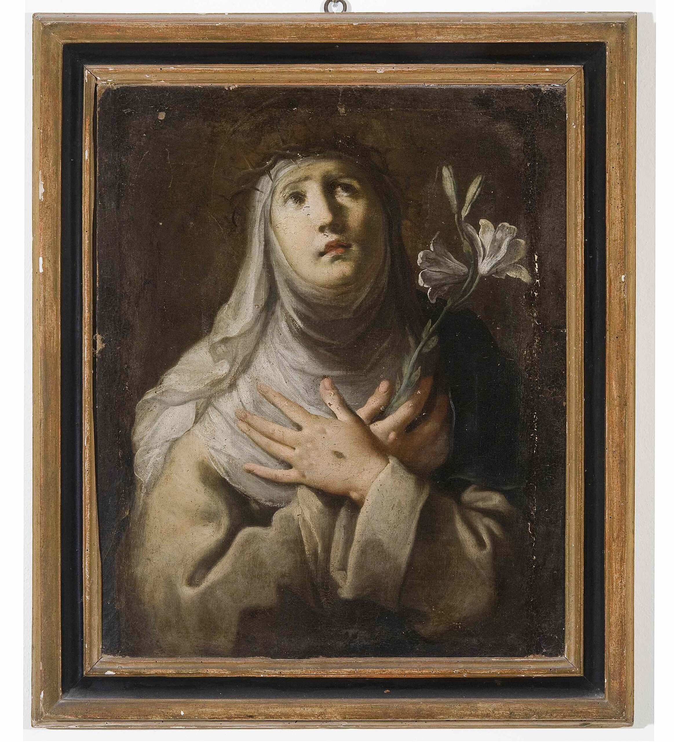 Medaglia Di Santa Caterina Da Siena In Ottone Argentato - Diametro 18mm